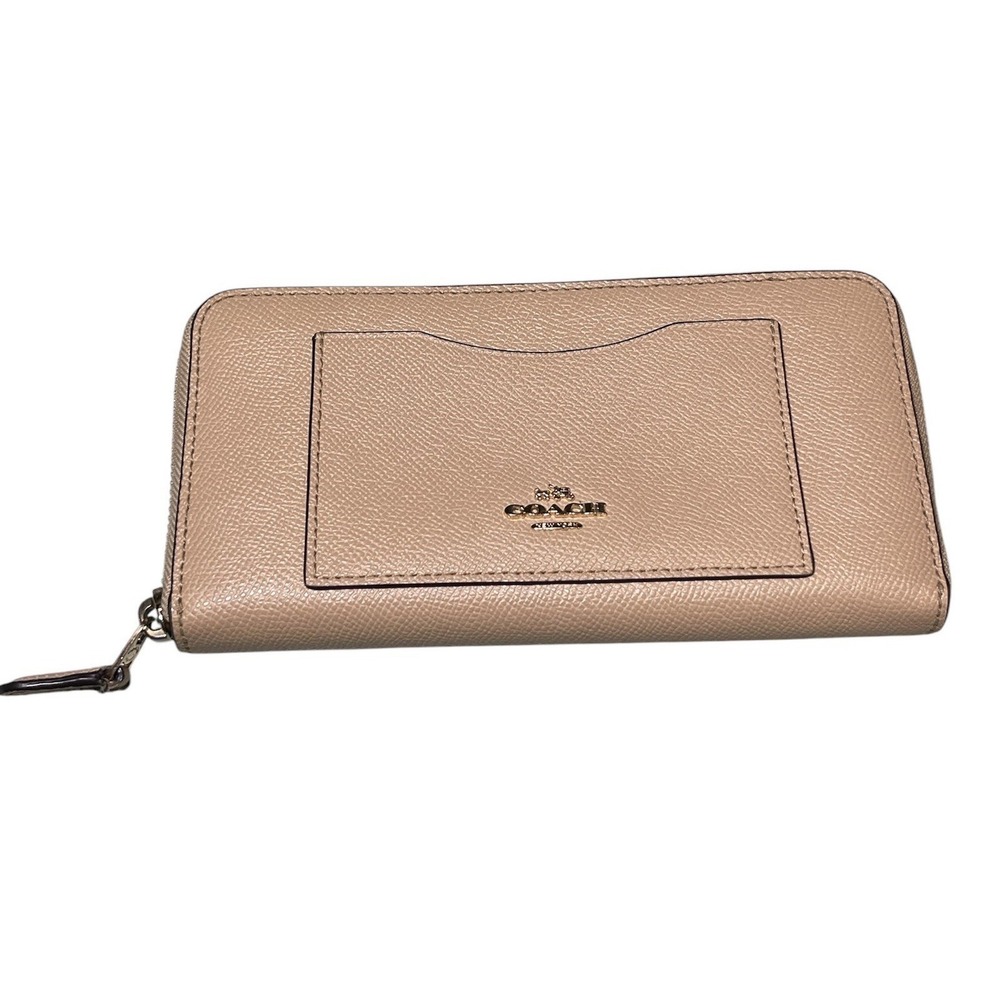 COACH Accordion Zip Wallet crossgrain leather Style No. F54007 Tan